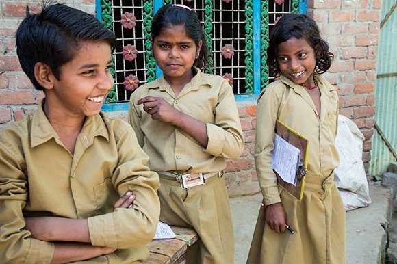 印度北方邦的学校学生。来源：比尔及梅琳达·盖茨基金会